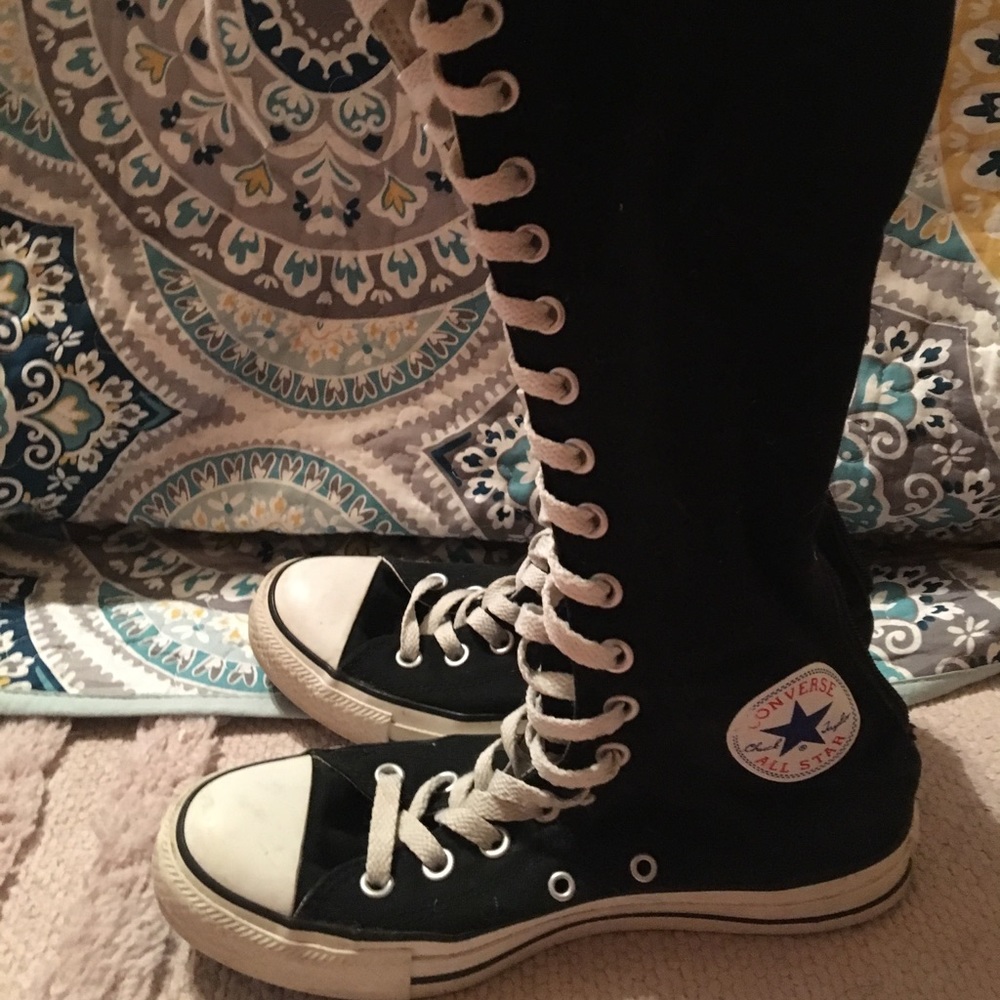Knee high black converse